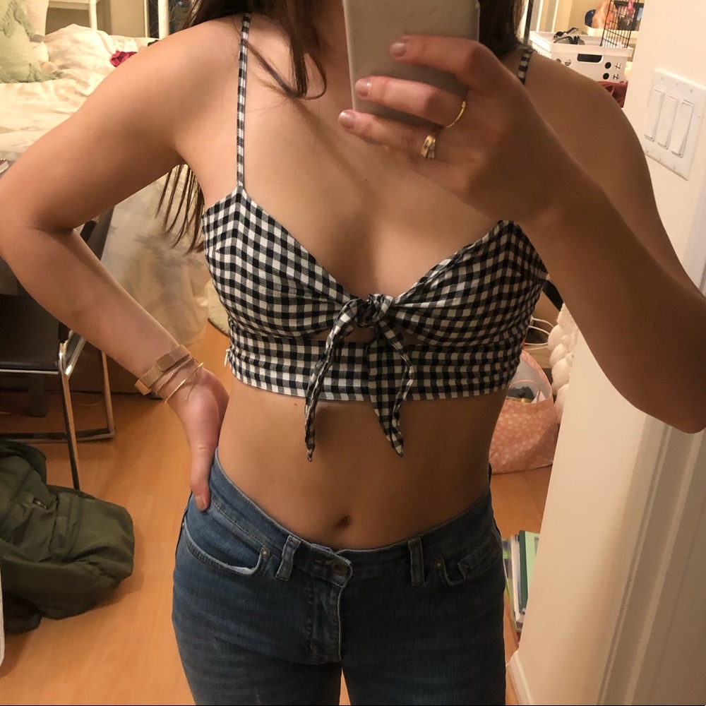 Privacy Please Gingham crop top
